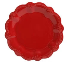 Set of Four (4) Pioneer Woman ~ TONI ~ RED ~ 11" ~ Stoneware Dinner Plates