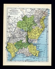 1900 Ireland Map Wexford County New Ross Enniscorthy Courtown Gorey Rosslare