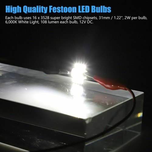 20x 31MM 16-SMD LED Car Interior License Plate Dome Map Light Bulbs Super White - Picture 6 of 8