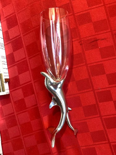 Royal Selangor Frankli Wild Pewter & Crystal Dolphins Champagne Glass Flute - Picture 5 of 12