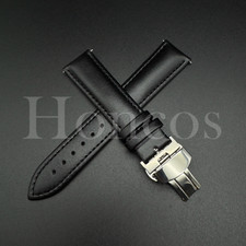 16 18 20 22 MM Black Leather Watch Strap Band Quick Release Clasp Fits Rolex SUB