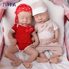 IVITA 17" Sleeping Boy/Girl Lifelike Newborn Full Silicone Reborn Baby Doll Gift