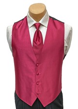 Men's Lord West Pink Tuxedo Vest  Long Tie Groom Wedding Prom Formal XL