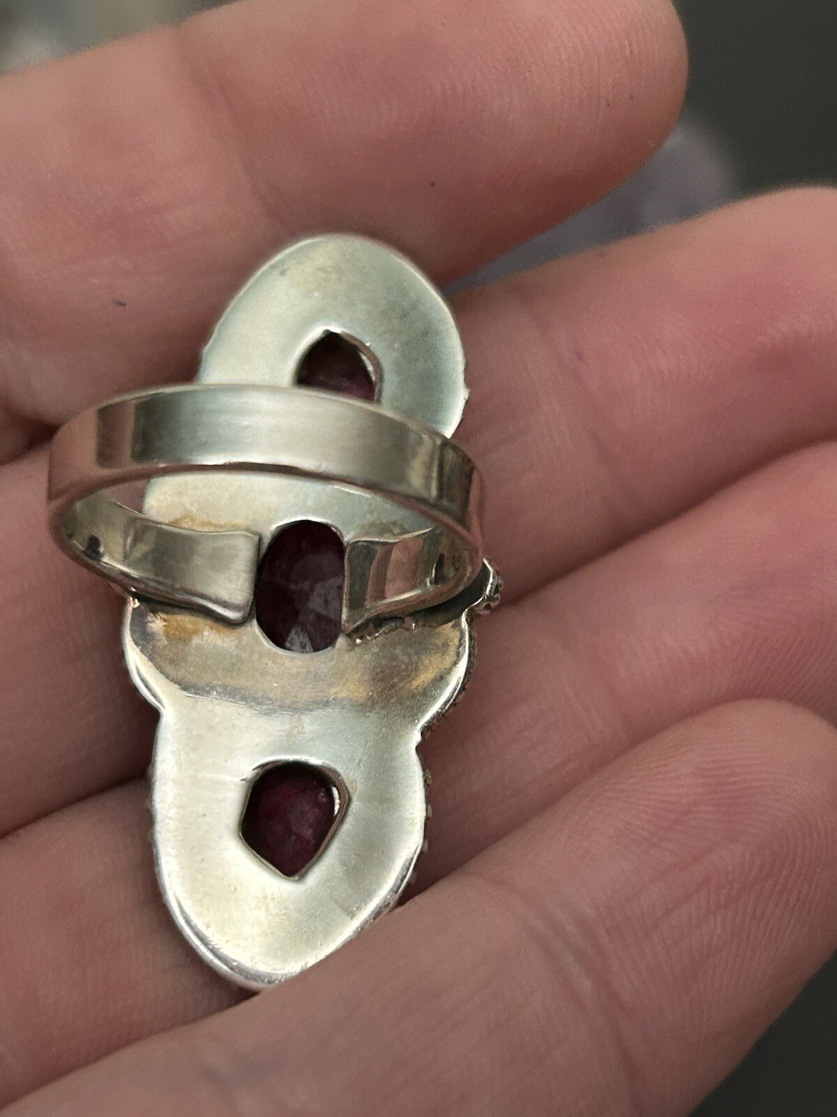 Three Stone Natural Ruby Ring Sterling Silver Siz… - image 8