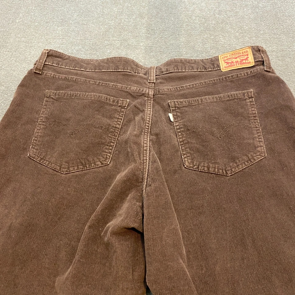 Pantalones Levi's 721 para mujer 34 marrón pana elástico blanco lengüeta tiro alto pierna ajustada Foto 4 de 4