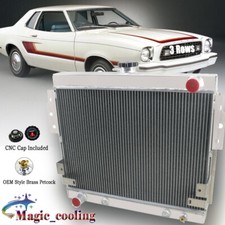 Aluminum 3 Row Radiator For 1975-1978 1976 1977 78 Ford Mustang Ii 5.0l V8 Usa