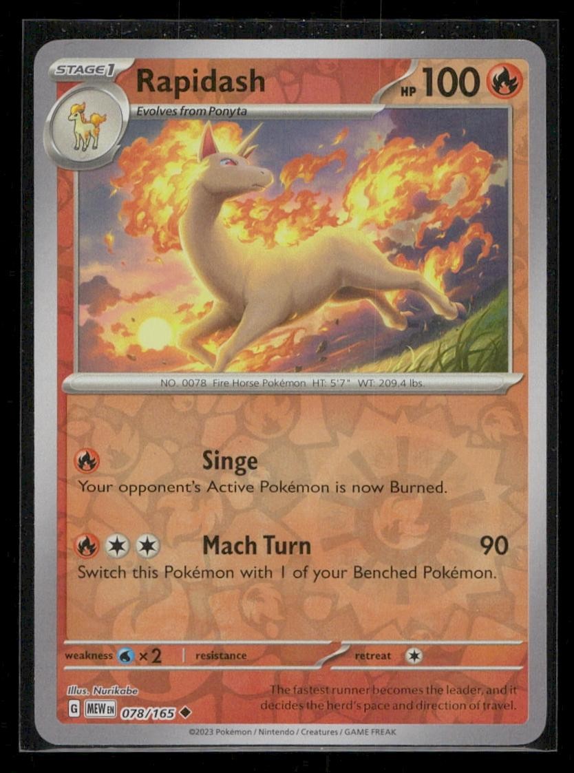 Rapidash 151 078/165 NM Pokemon TCG Reverse Holo Nurikabe