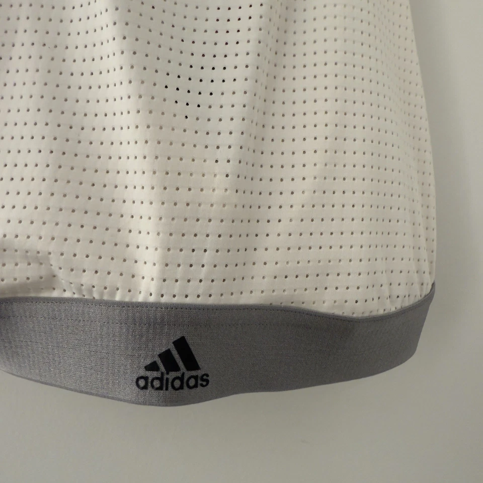 Sujetador deportivo Adidas blanco de malla con tiras talla grande L ropa deportiva entrenamiento acolchado cuchara Foto 3 de 4