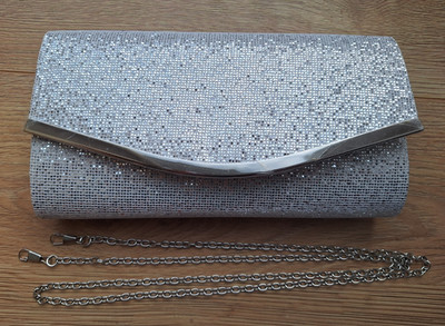 Bijou Brigitte Clutch Silber Glitzer | Handtasche, Pochette