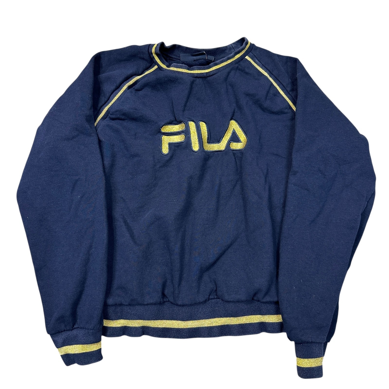 Felpa Fila girocollo logo ricamato maglione blu donna piccola