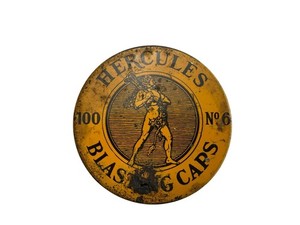 Early Vintage Hercules Blasting Caps No. 6 Explosives Advertising Tin Can