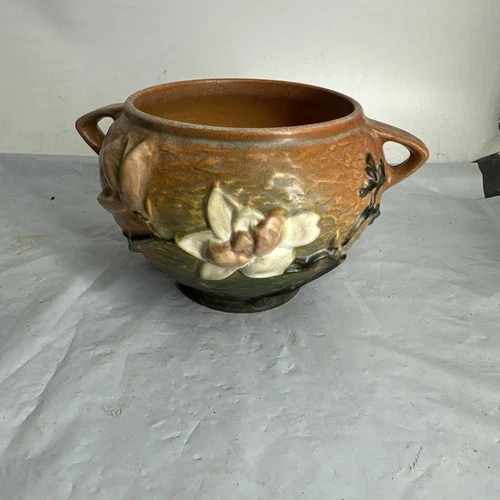Vintage Roseville Magnolia Terra Cotta Jardiniere 665-4 Roseville Pottery