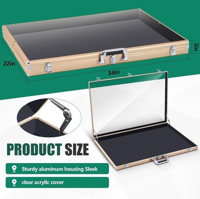 aluminum card display case Tempered Glass Top 24" x 20" x 3" H Designed for shows Evoretro Trading Card Display Suitcase