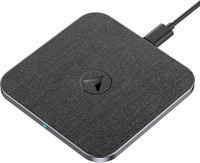 Agptek Wireless Charger 15W Typ-C Qi Ladepad Iphone Samsung Leder Schwarz