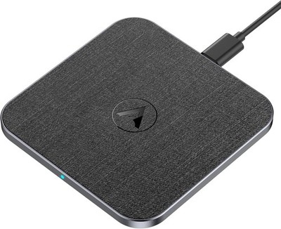 AGPTEK Wireless Charger 15W Typ-C Qi Ladepad iPhone Samsung Leder Schwarz