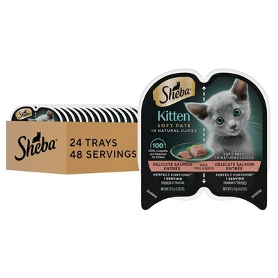 Sheba Perfect Portions Kitten Wet Food, Pate Cat 24 Count (Pack of 1), Salmon
