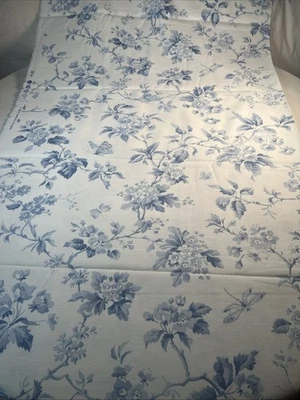 Fabric - Martha Stewart Home Upholstery Blue White Cottage Floral Toile Sold BTY - Image 1 of 4