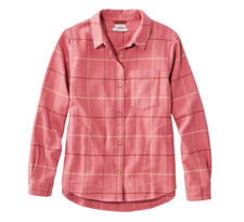 LL Bean Women  s Soft Brushed Flannel Shirt Medium Plaid Sienna Brick Cotton