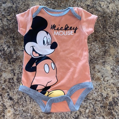 Disney Baby 0-3M Infant Baby Bodysuit Mickey Mouse Casual Fun Cartoon Play Happy