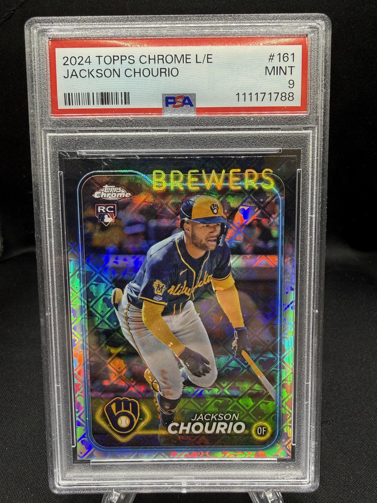 2024 Topps Chrome #161 Jackson Chourio Raywave Refractors PSA 9