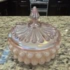 Fenton Art Glass Pink Candy Dish Iridescent Jar Museum Powder inside finish
