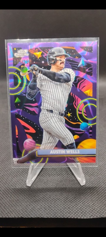 2025 Topps Cosmic Chrome Austin Wells #14 Purple Nebula Refractor /150 Yankees