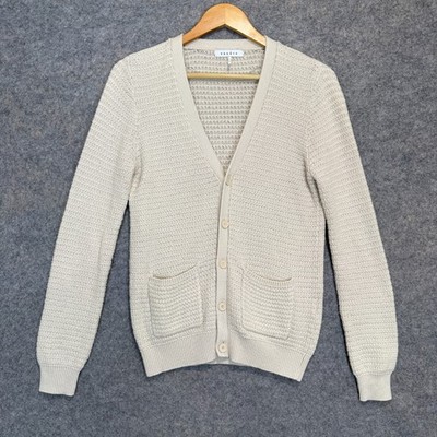 Sandro Paris Textured Cardigan Sweater Womens Small Cream Beige Designer Knit