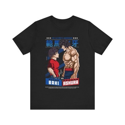 Anime Baki Hanma X Ohma Tokita Japanese Graphic Black T-Shirt Size S-5XL