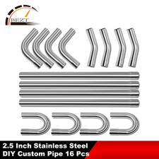 2.5 Stainless Steel U Bend Straight Diy Custom Exhaust Tubing Pipe Kits 16pcs
