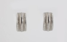 Sterling Silver Judith Ripka Wide Hoop Huggie Earrings Retired w/ Omega Backs