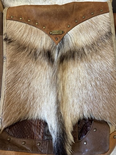 Chick On A Mission Goat Hair Leather Bag Vintage Crossbody Messenger Designer - Picture 2 of 19
