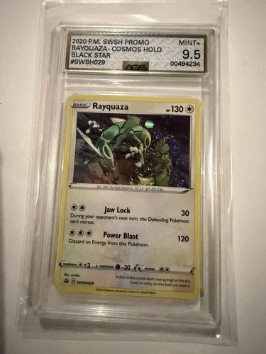 Pokémon 2020 Rayquaza SWSH029 Sword & Shield Promo Cosmos Holo Black Star AGS 10