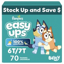 Pants Training Girls Boys Size 6T-7T 70 Count Bluey Leakproof Potty Easy