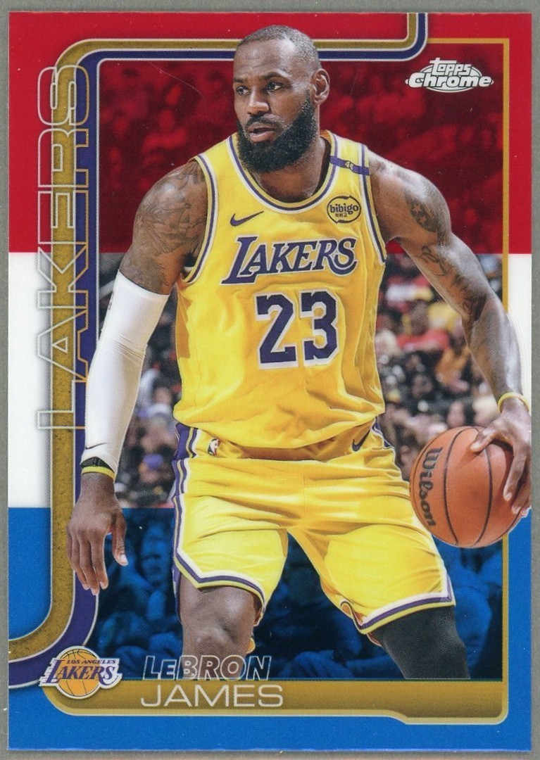 LeBRON JAMES 2025-26 Topps Chrome #127 Red White & Blue Refractor LA Lakers