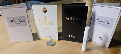 4PC Dior Miss Dior, J'adore Intense, Sauvage Elixir Perfume Sample Set New#RA-22