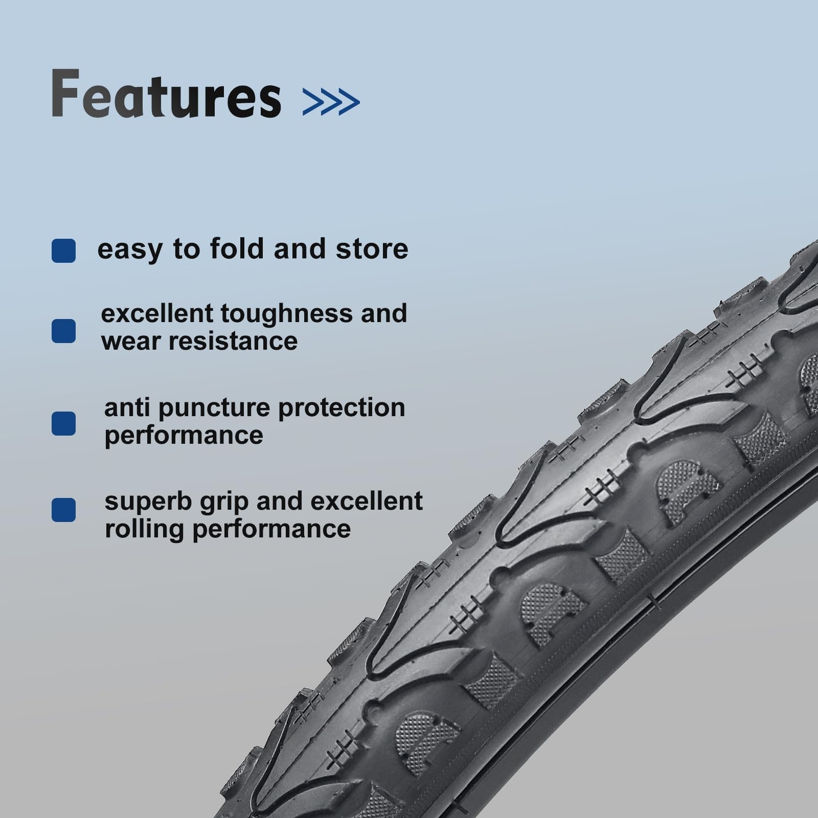 26 Inch Bike Tires Replacement Kits 2 Pack, HUIOK 26X1.75 Bike Tire Folding B...