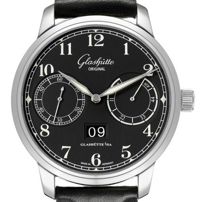 Glashutte Senator Observer Steel Grey Dial Mens Watch 1-00-14-02-02-55 Papers