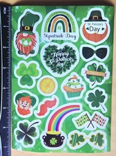 St Patrick's Day Sticker Single Sheet 5 7" . Vinyl/ Waterproof.
