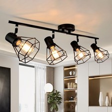 HiBay 4-Light Track Lighting Farmhouse Industrial Ceiling Fixture Black E26 Spot