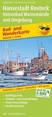Hanseatic City of Rostock, cycling and hiking map 1:50,000 SHEET MAP FOLDED