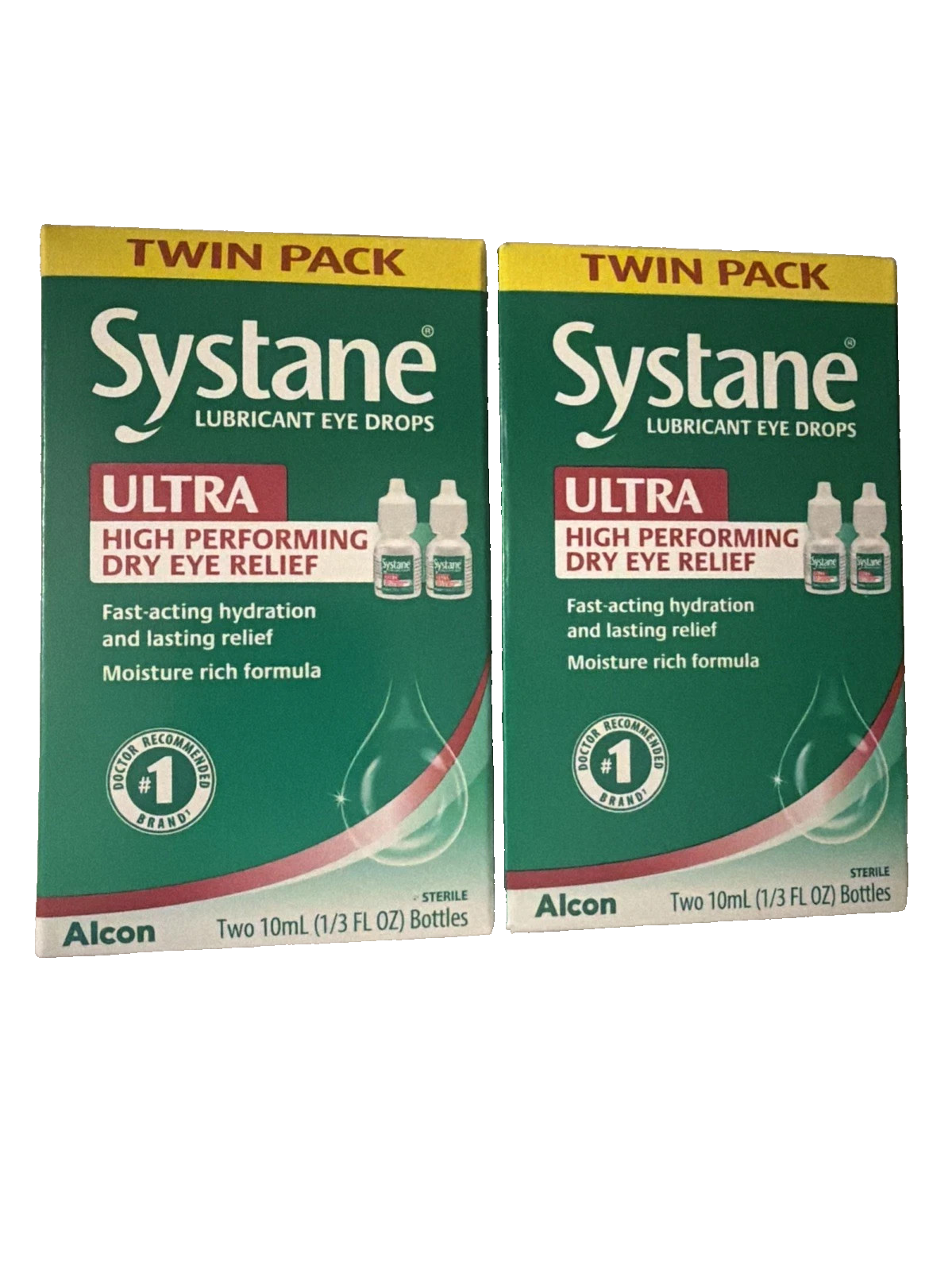 Systane Box LOT OF 2 Twin Pack Boxes Systane Ultra Dry Eye Drops 4 x 10ml EXP-8/28 ...