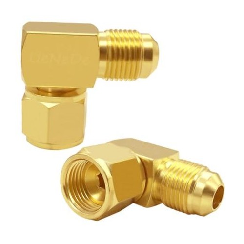 2PCS Brass 90 Degrees Swivel Elbow Flare Fitting, 3/8 Flare Female Female-Male