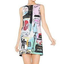 Alice + Olivia x Jean Michel Basquiat Clyde Shift Mini Dress Graffiti Drawing 0