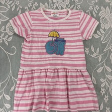 Vintage 1980s Toddler Girl Health-Tex Striped Kitty Cay Striped Shirt Dress 3t