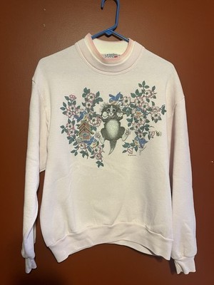Vintage Morning Sun Hanging Cat Birdhouse Sweatshirt M Womens Pink Kitten USA