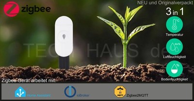 3in1 Zigbee2MQTT ioB HA Smart Home Boden Luft-, Feuchtigkeit- & Temperatursensor
