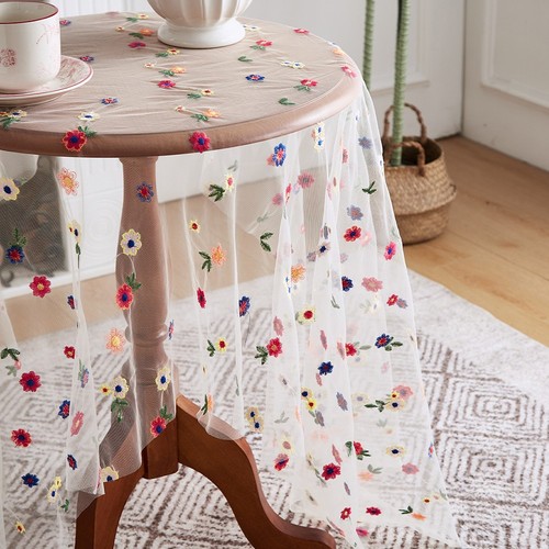 Rustic Style Embroidered Lace Tablecloth for Use on For Dining Bedroom Tables - Picture 8 of 24