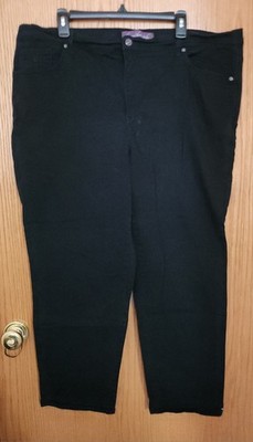 Gloria Vanderbilt Amanda Womens Plus 20W Dark Black Denim Tapered Jeans 