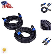Durable 50 ft Speaker Cables with Twisted Lock Connectors for DJ Use - 12 AWG