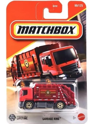 Matchbox Garbage King Dump Truck Red 99/125, 164 Scale Diecast Toy Vehicle